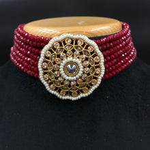 Choker Gold Look Necklace Set 4665-33 - Dazzles Jewellery