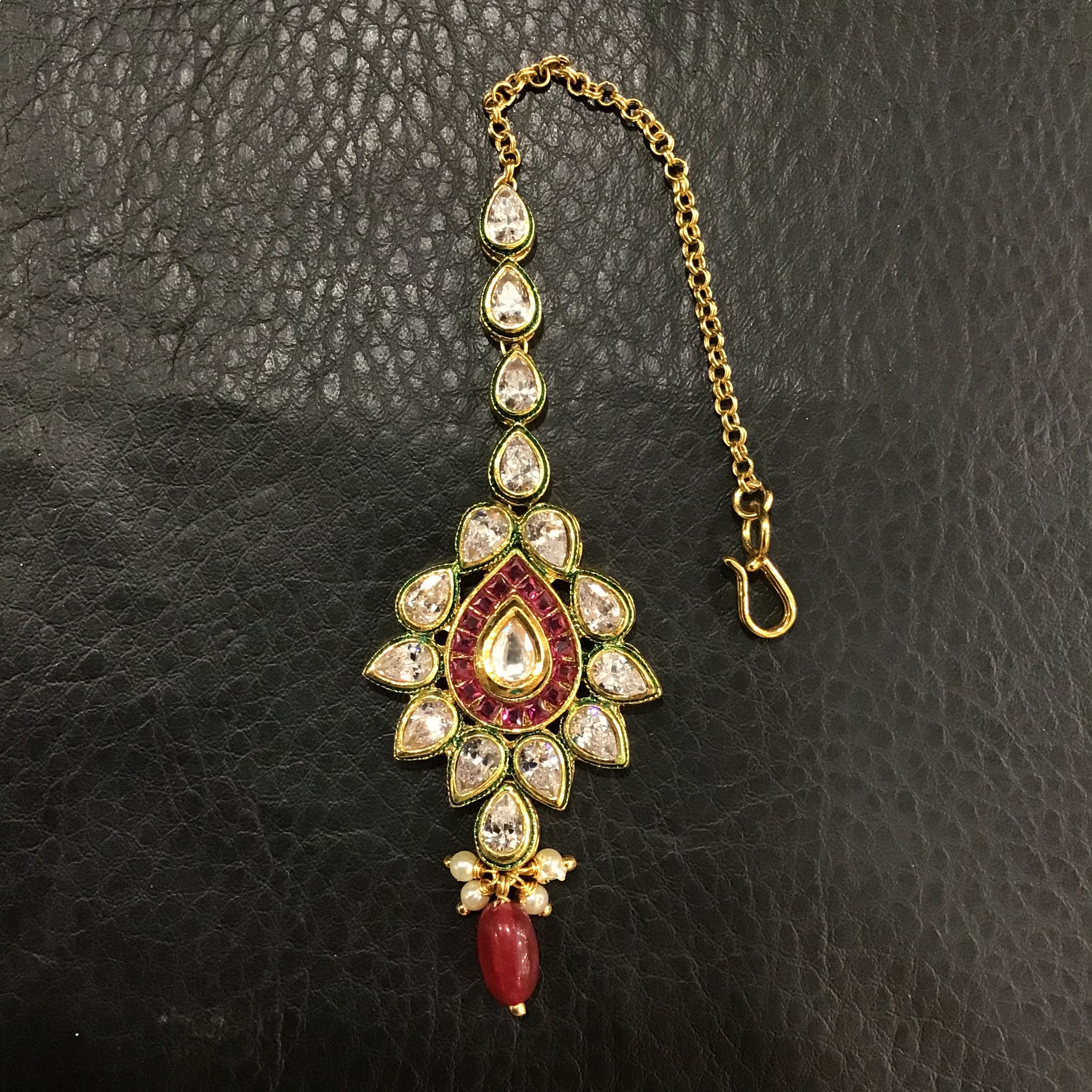 Kundan Polki Maang Tikka 4969-21 - Dazzles Jewellery