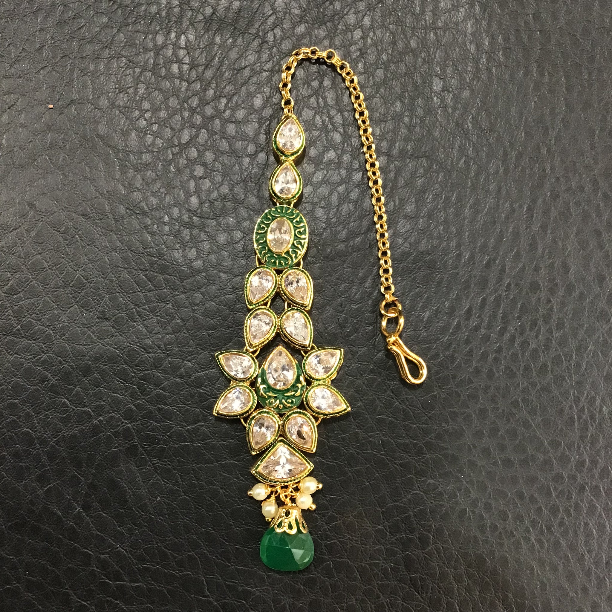 Kundan Polki Maang Tikka 4967-21 - Dazzles Jewellery