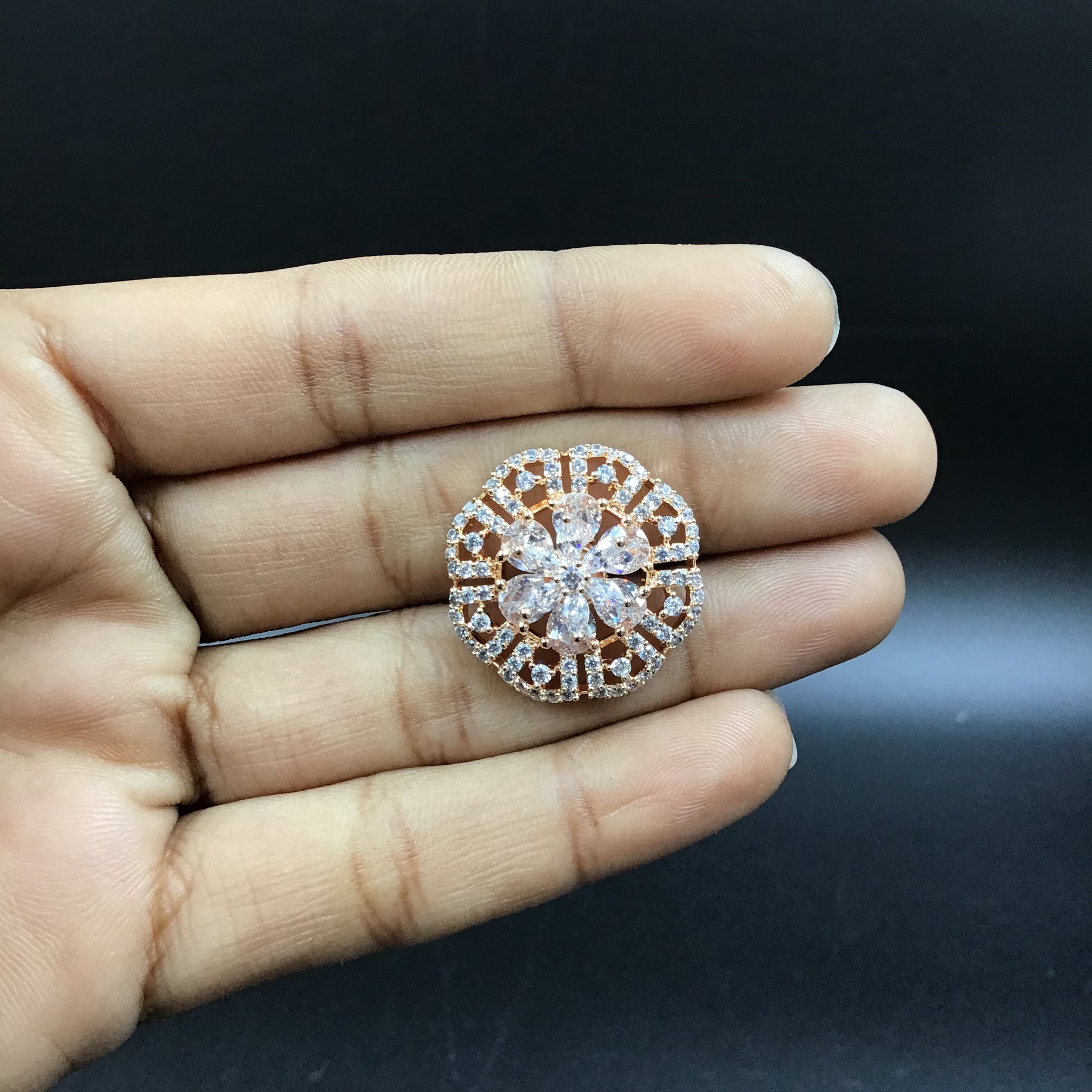 Rose Gold Polish Zircon/AD Pendant Set 6833-69 - Dazzles Jewellery