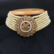 Choker Gold Look Necklace Set 4666-33 - Dazzles Jewellery