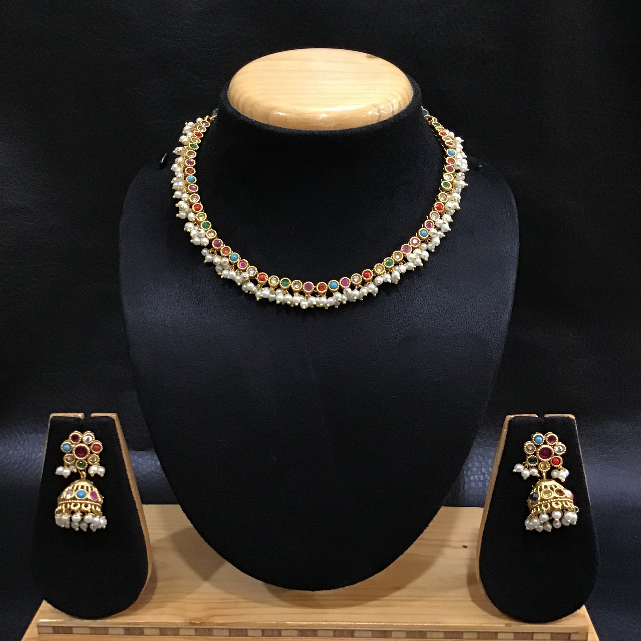 Antique Necklace Set 1545-28 - Dazzles Jewellery