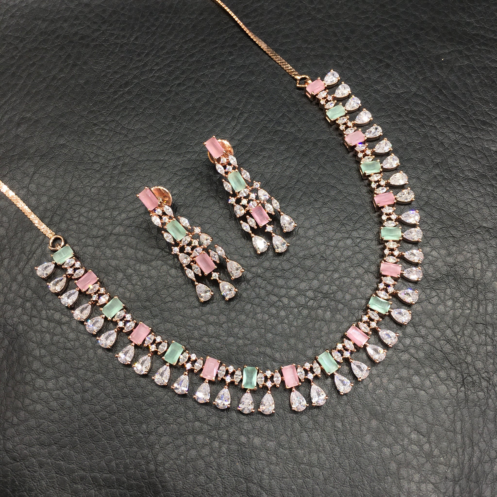 Multi Zircon/AD Necklace Set - Dazzles Jewellery