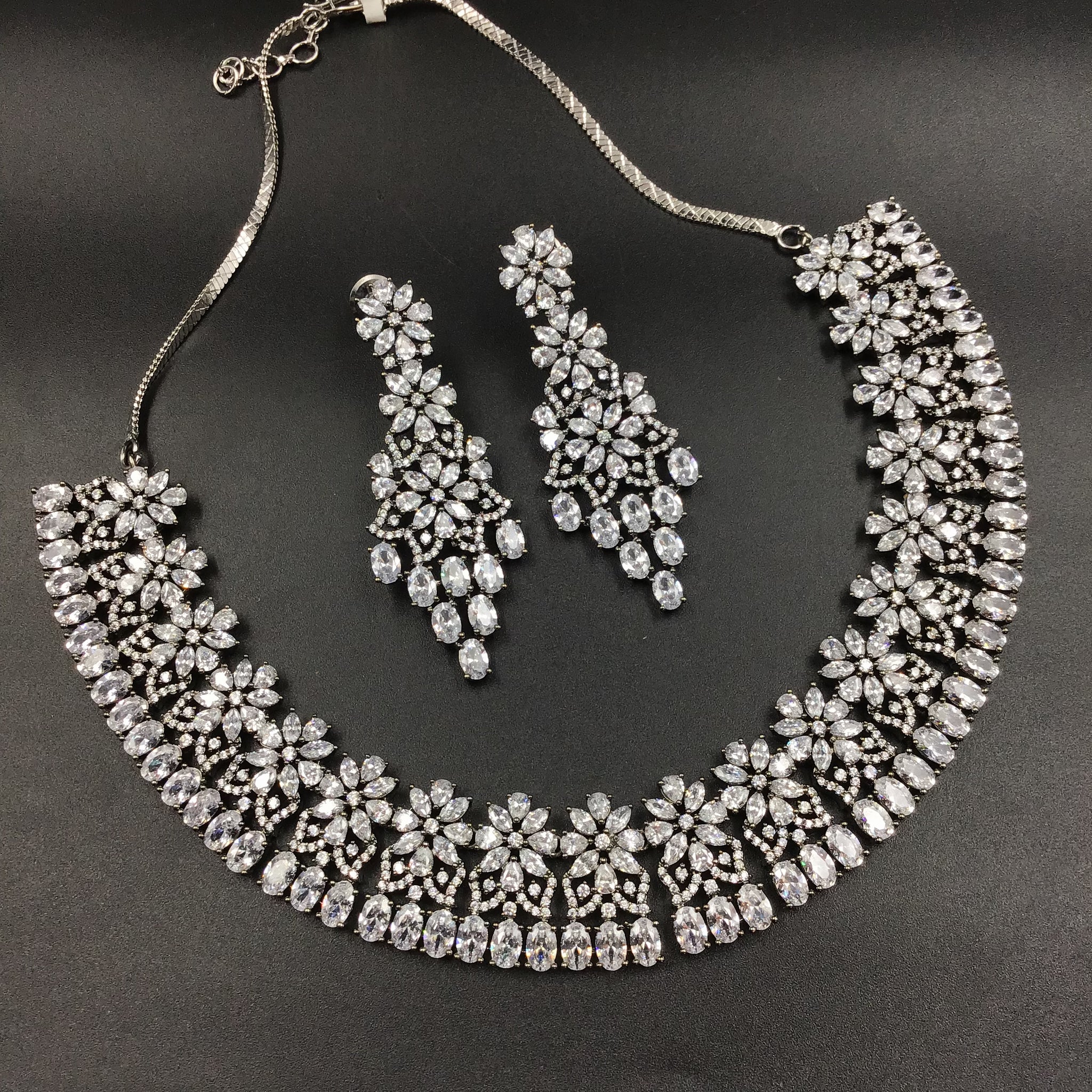 Victorian Zircon/AD Necklace Set  12280-8670 - Dazzles Jewellery