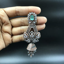 Mint Green Zircon/AD Long Jhumki 8785-2840 - Dazzles Jewellery