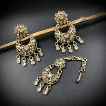 Mint Green Antique Necklace Set 12689-9221 - Dazzles Jewellery