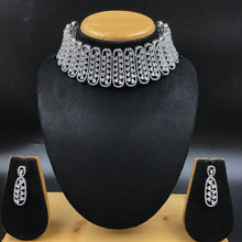 Silver Zircon/AD Choker  Set 15219-2366 - Dazzles Jewellery