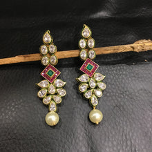 Ruby Green Polki Earring 13341-0331 - Dazzles Jewellery