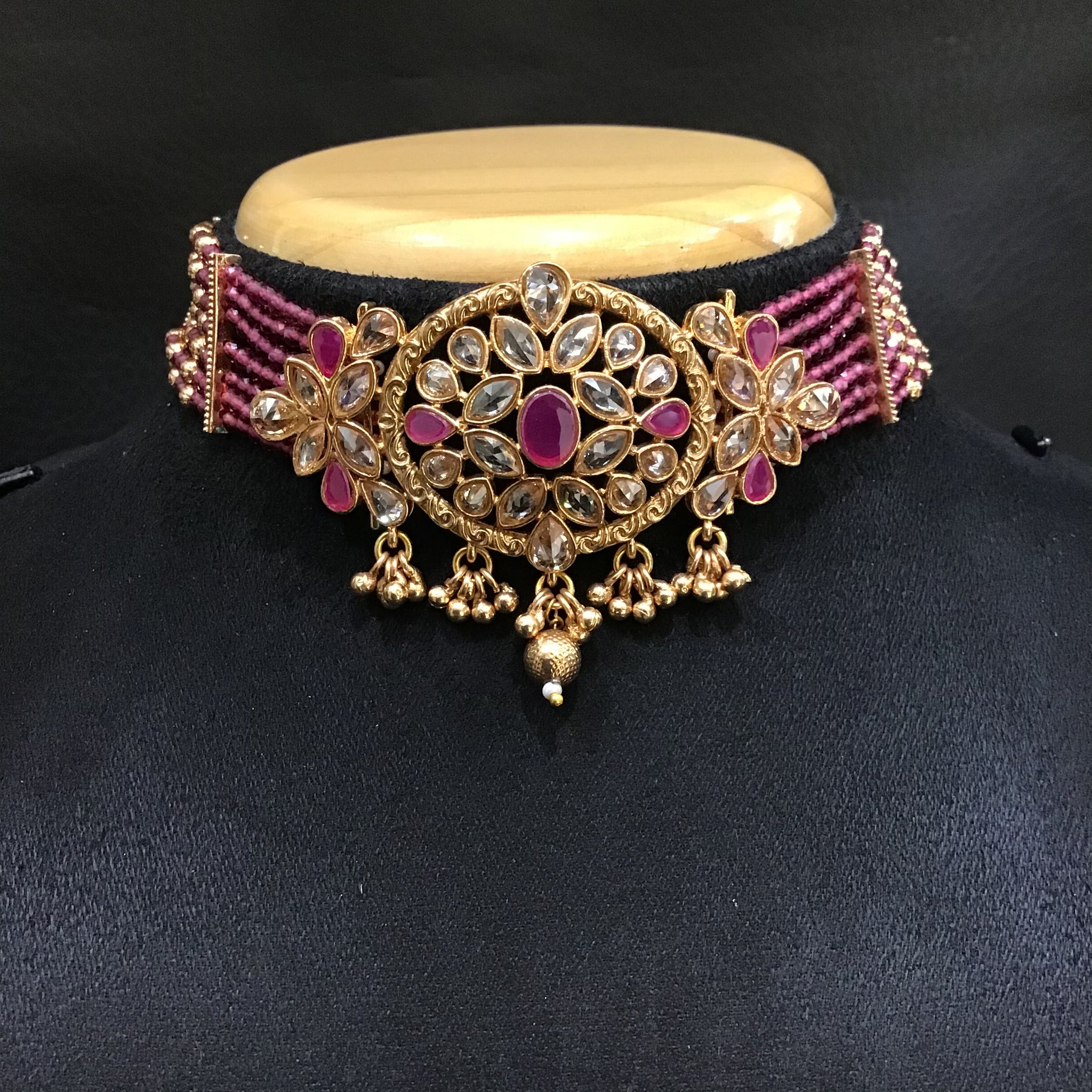 Gold Look Choker Set 1558-28 - Dazzles Jewellery