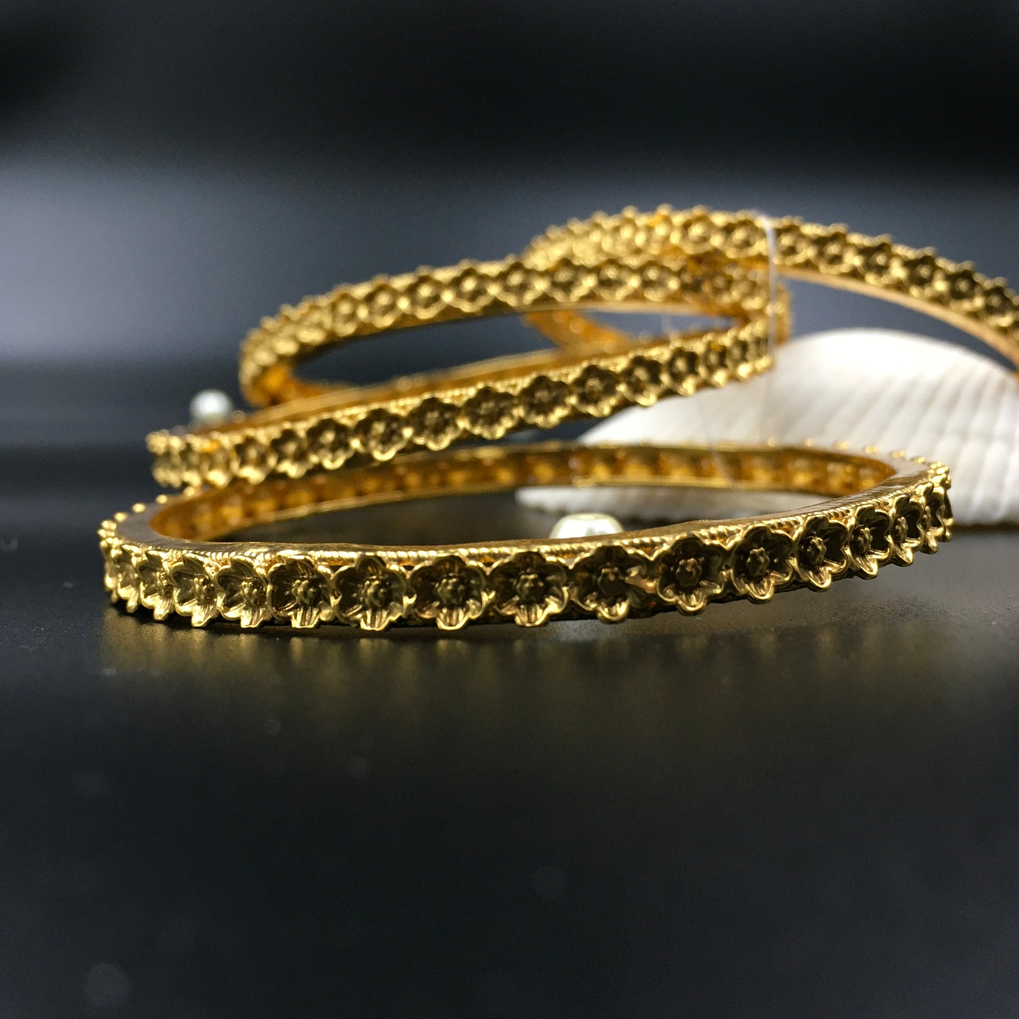 Antique Gold Plated Bangles 3279-7344 - Dazzles Jewellery