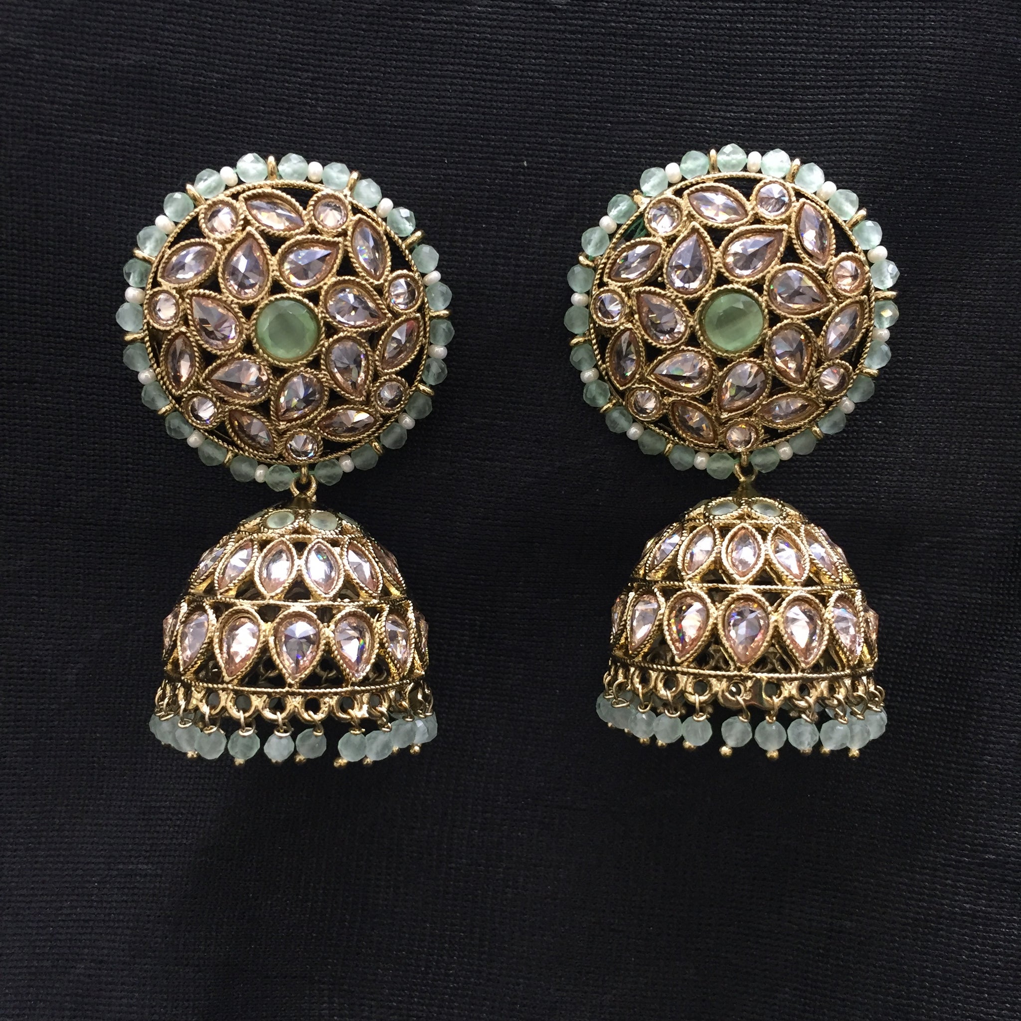 Mint Green Gold Look Earring - Dazzles Jewellery