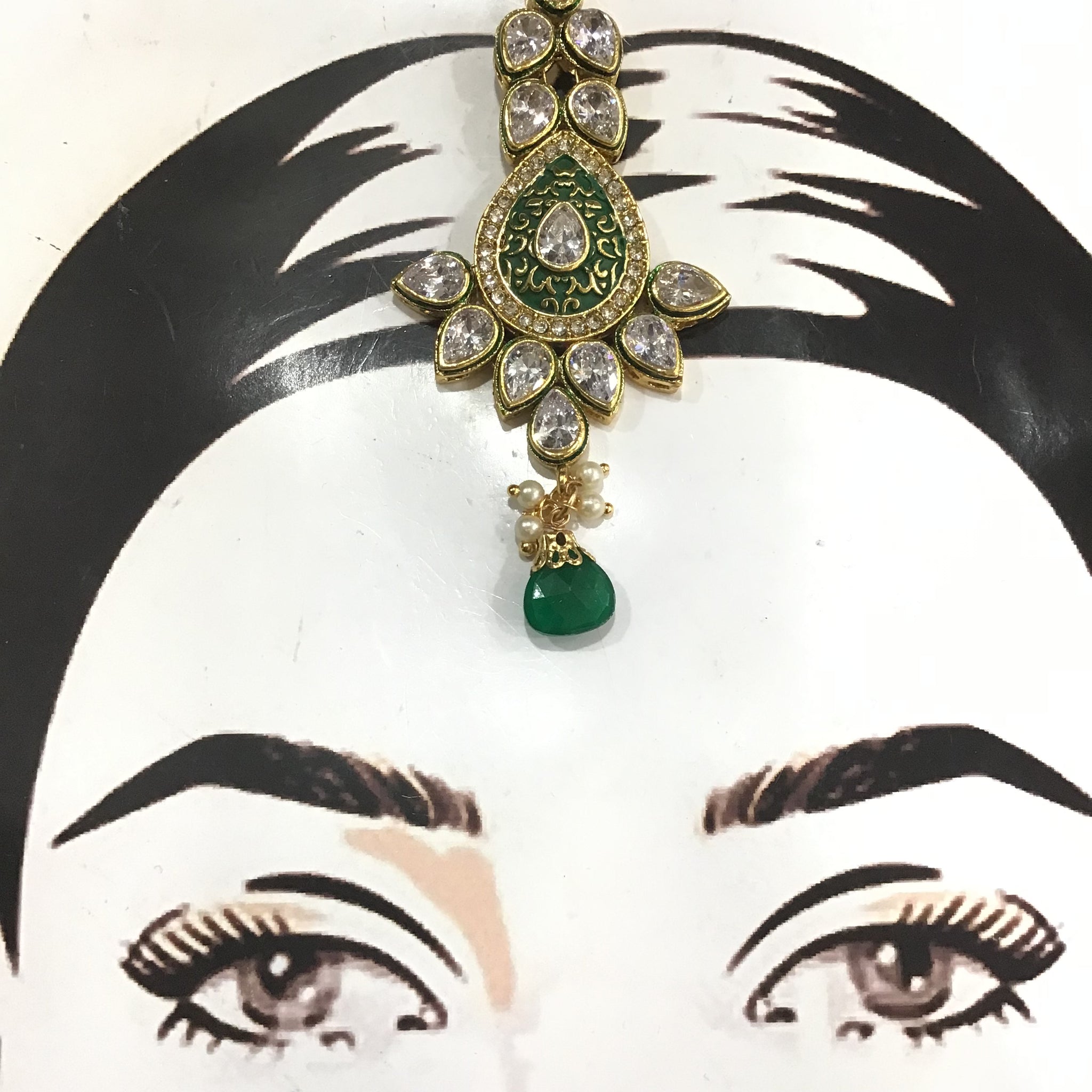 Kundan Polki Maang Tikka 1033-21 - Dazzles Jewellery