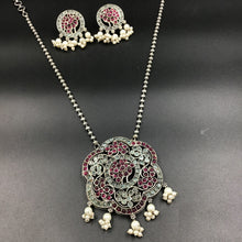 Medium Oxidized Pendant Set 4353-81 - Dazzles Jewellery