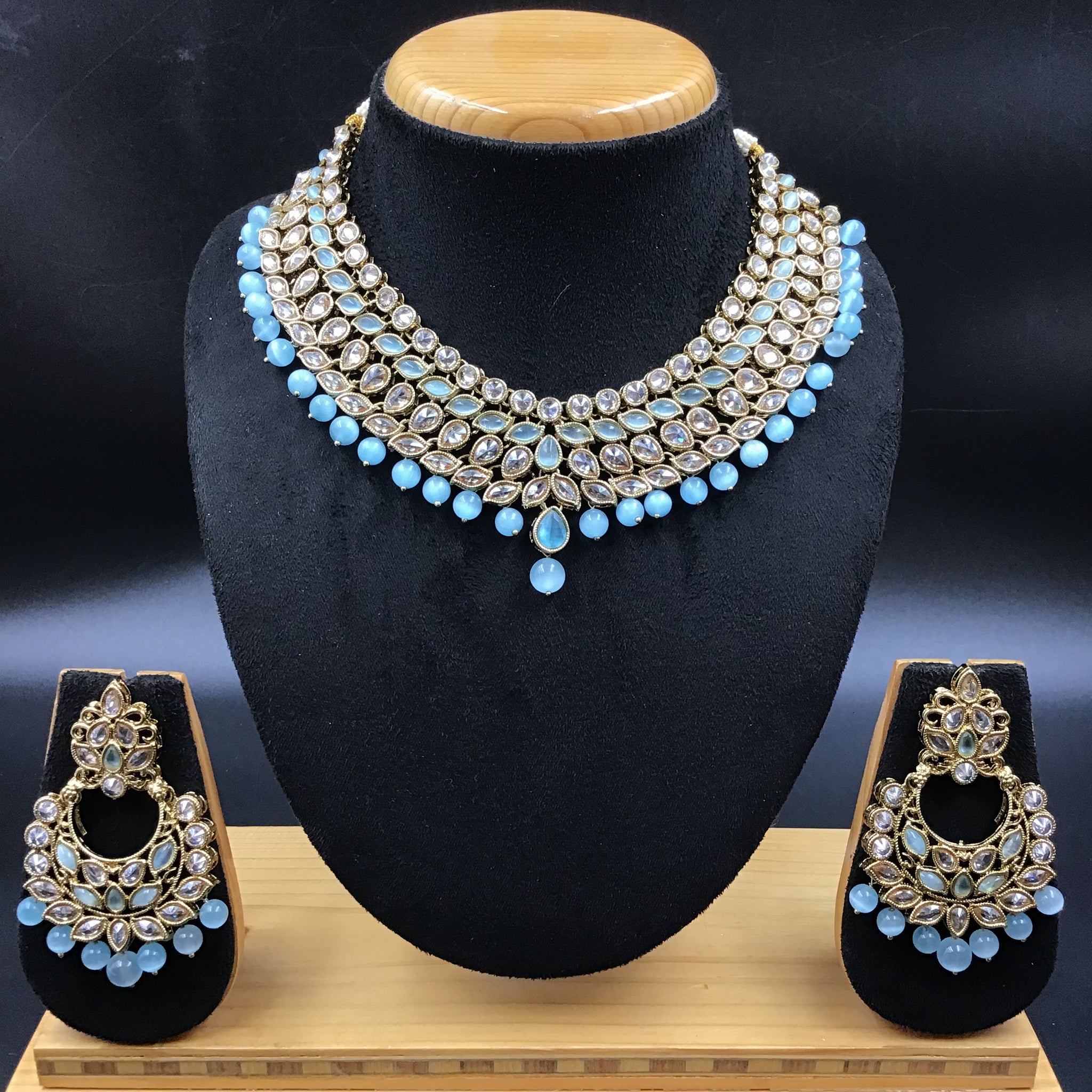 Firozi Antique Necklace Set - Dazzles Jewellery