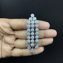 Three Line Silver Zircon/AD Necklace Set 7609-1189 - Dazzles Jewellery