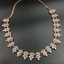 Rose Gold Zircon/AD Necklace Set - Dazzles Jewellery