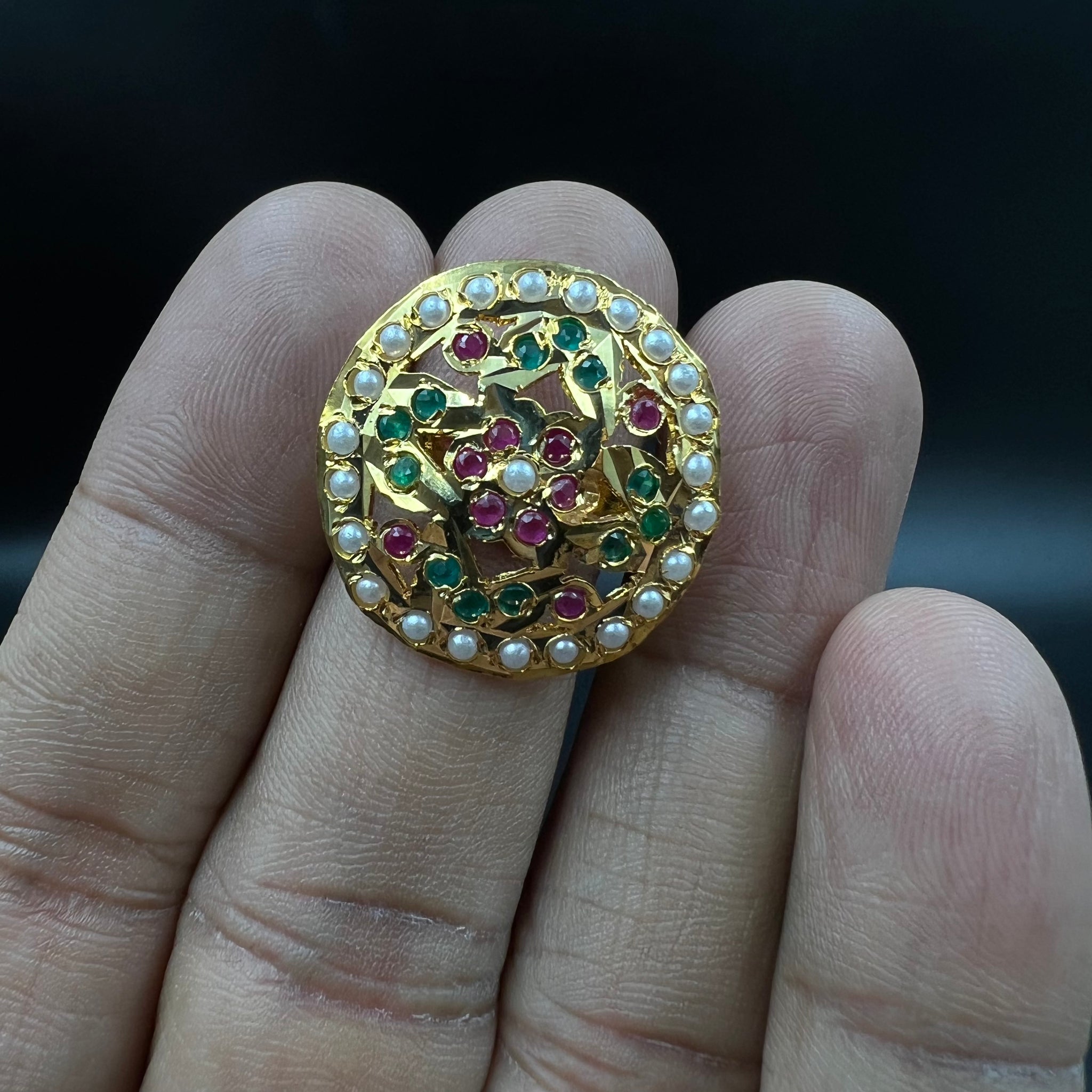 Adjustable Jadau Ring 5802-73 - Dazzles Jewellery