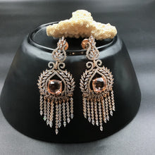 Rose Gold Polish Zircon/AD Earring 6698-69 - Dazzles Jewellery