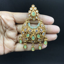 Mint Green Gold Plated Necklace Set 12676-9200 - Dazzles Jewellery