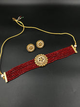 Choker Gold Look Necklace Set 4666-33 - Dazzles Jewellery