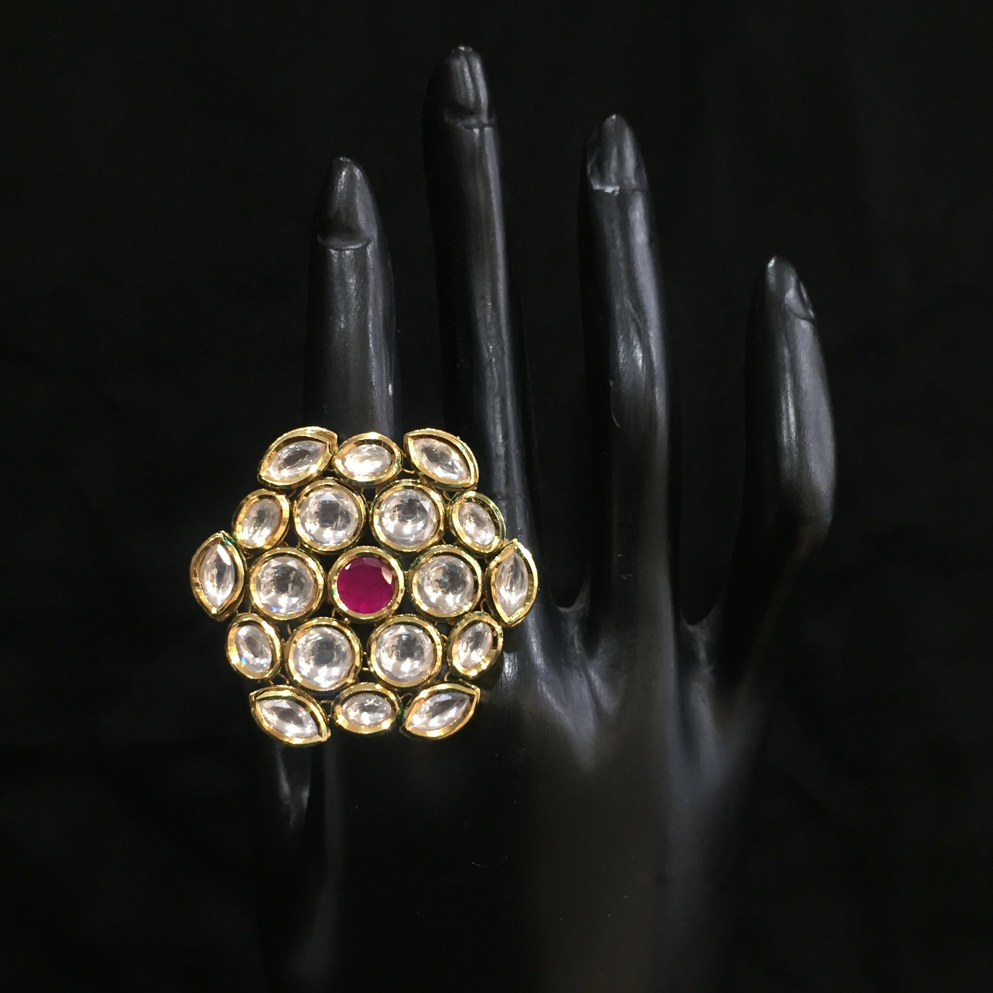 Kundan Adjustable Ring 4050-28 - Dazzles Jewellery