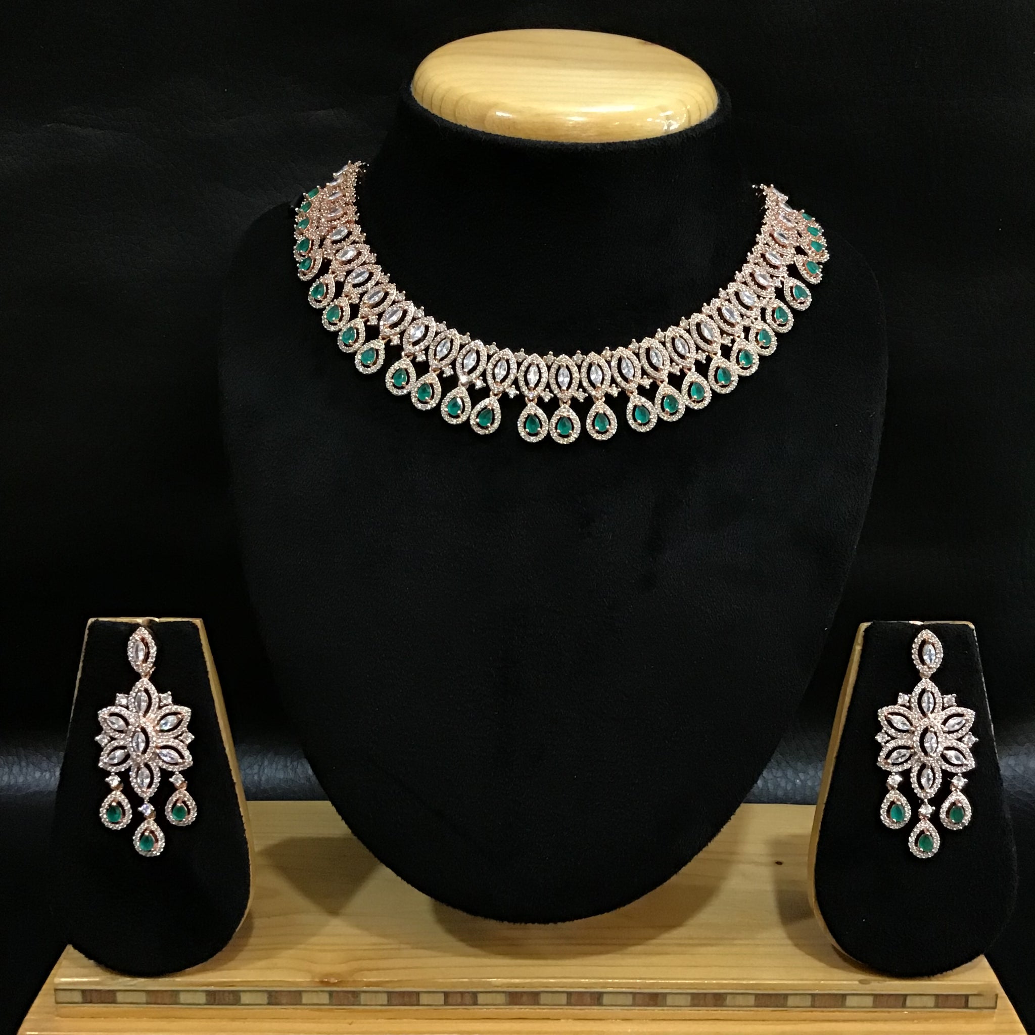 Zircon/AD Necklace Set 1186-69 - Dazzles Jewellery
