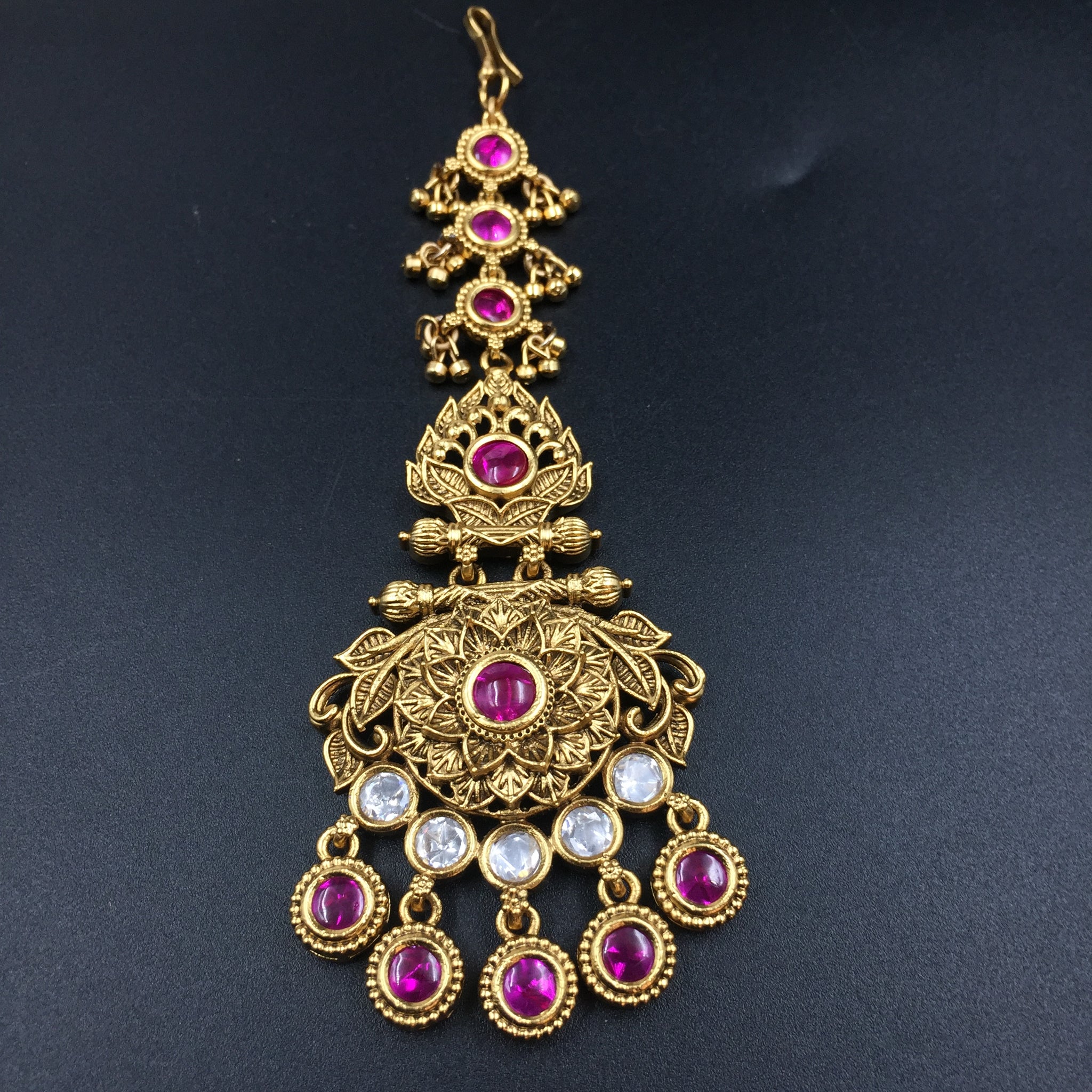 Antique Gold Polish Maang Tikka 3805-28 - Dazzles Jewellery