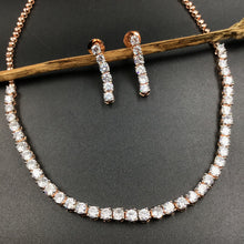 Rose Gold Zircon/AD Necklace Set - Dazzles Jewellery