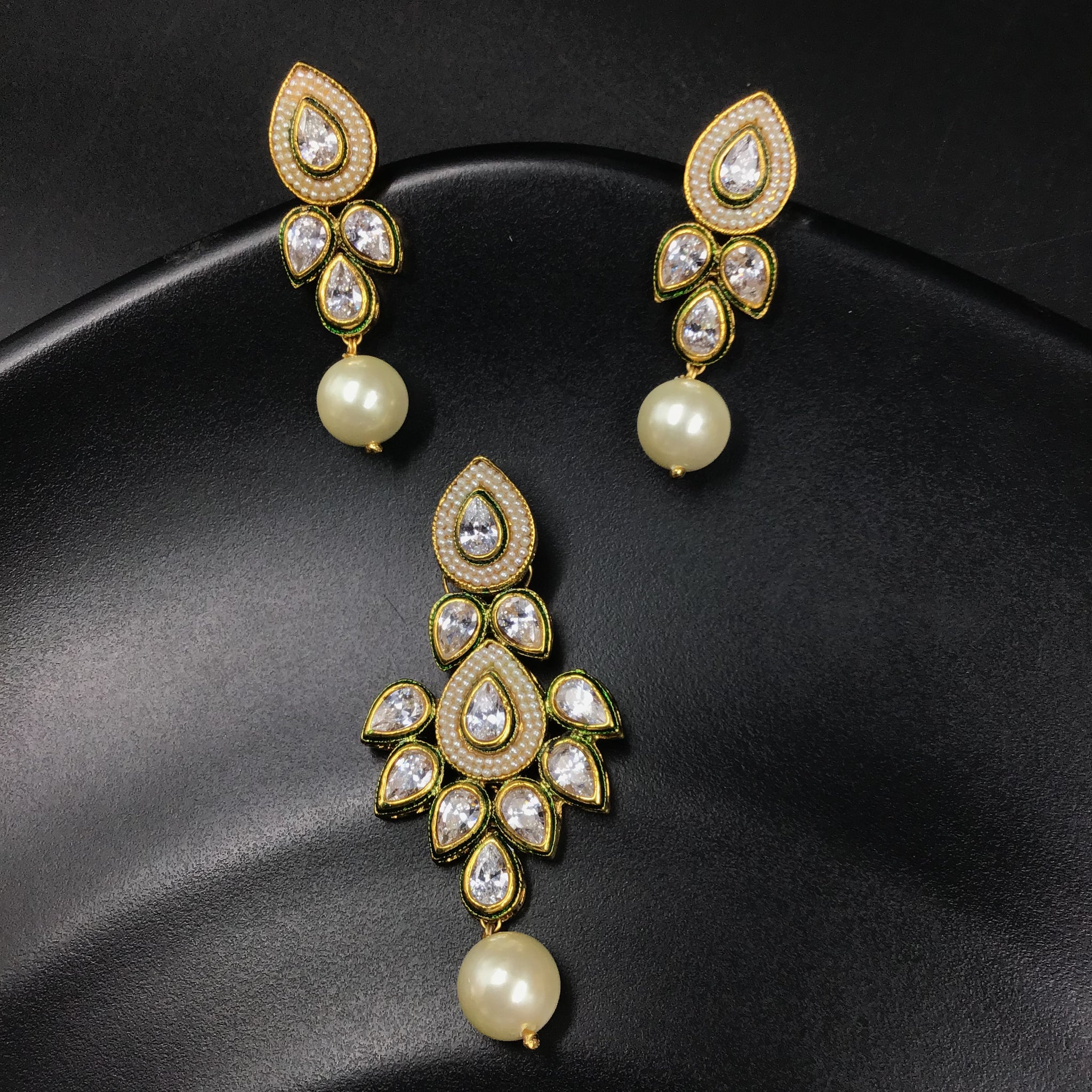 White Polki Pendant Set 7167 - Dazzles Jewellery