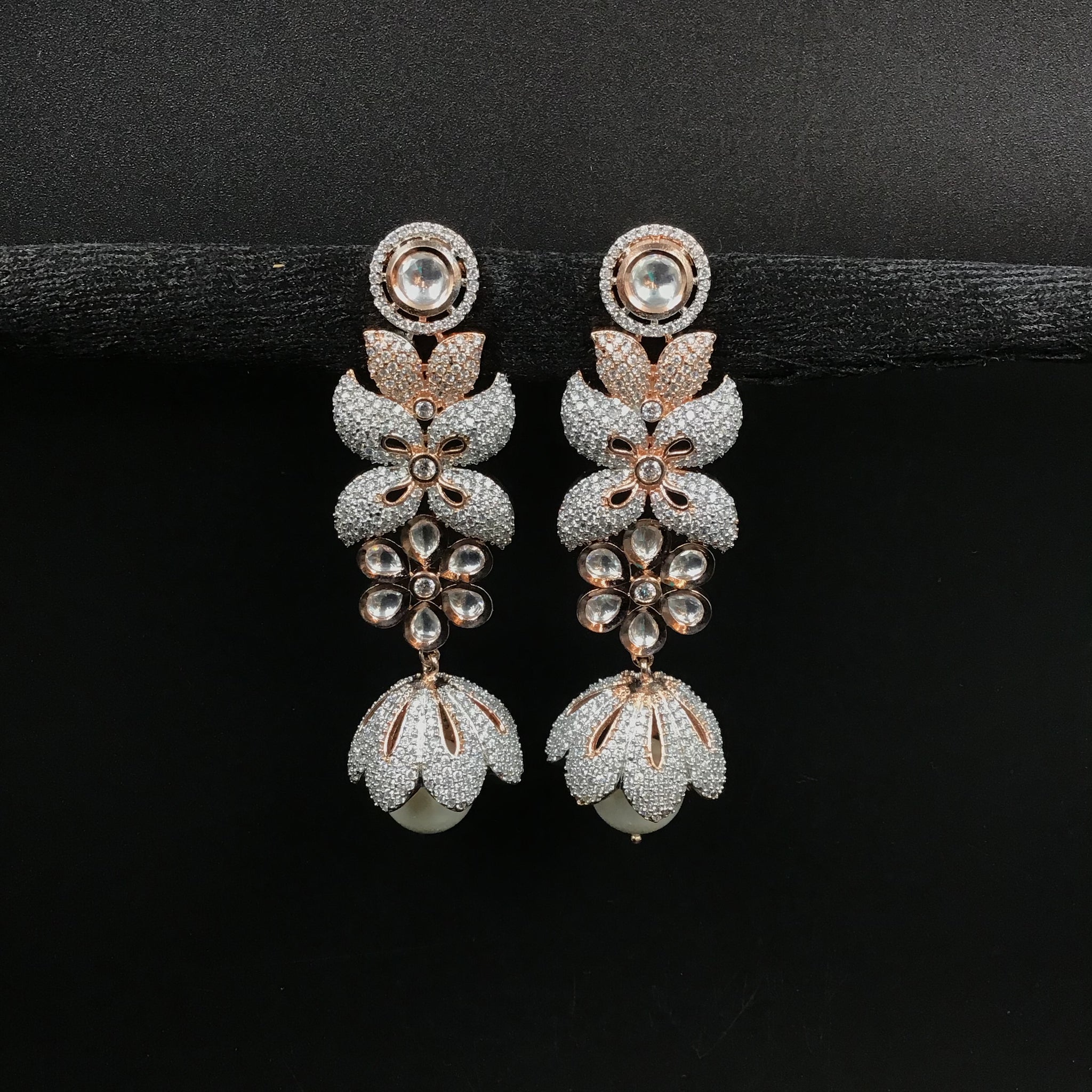 Stylish Zircon/AD Long Jhumki Earring 10855-6621 - Dazzles Jewellery