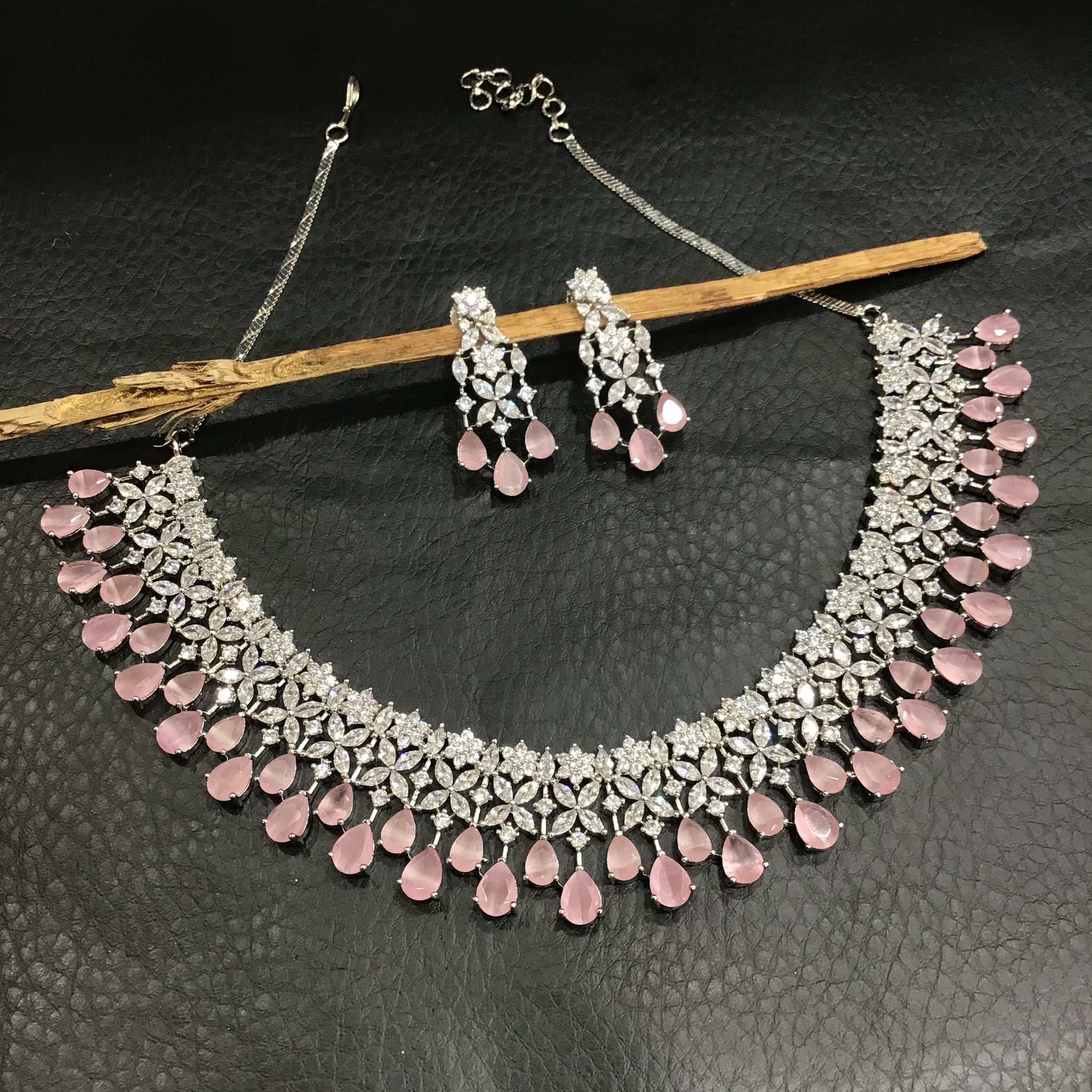 Round Neck Zircon/AD Necklace Set 4153-69 - Dazzles Jewellery