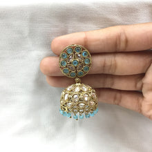 Firozi Antique Earrings 19771-6955 - Dazzles Jewellery