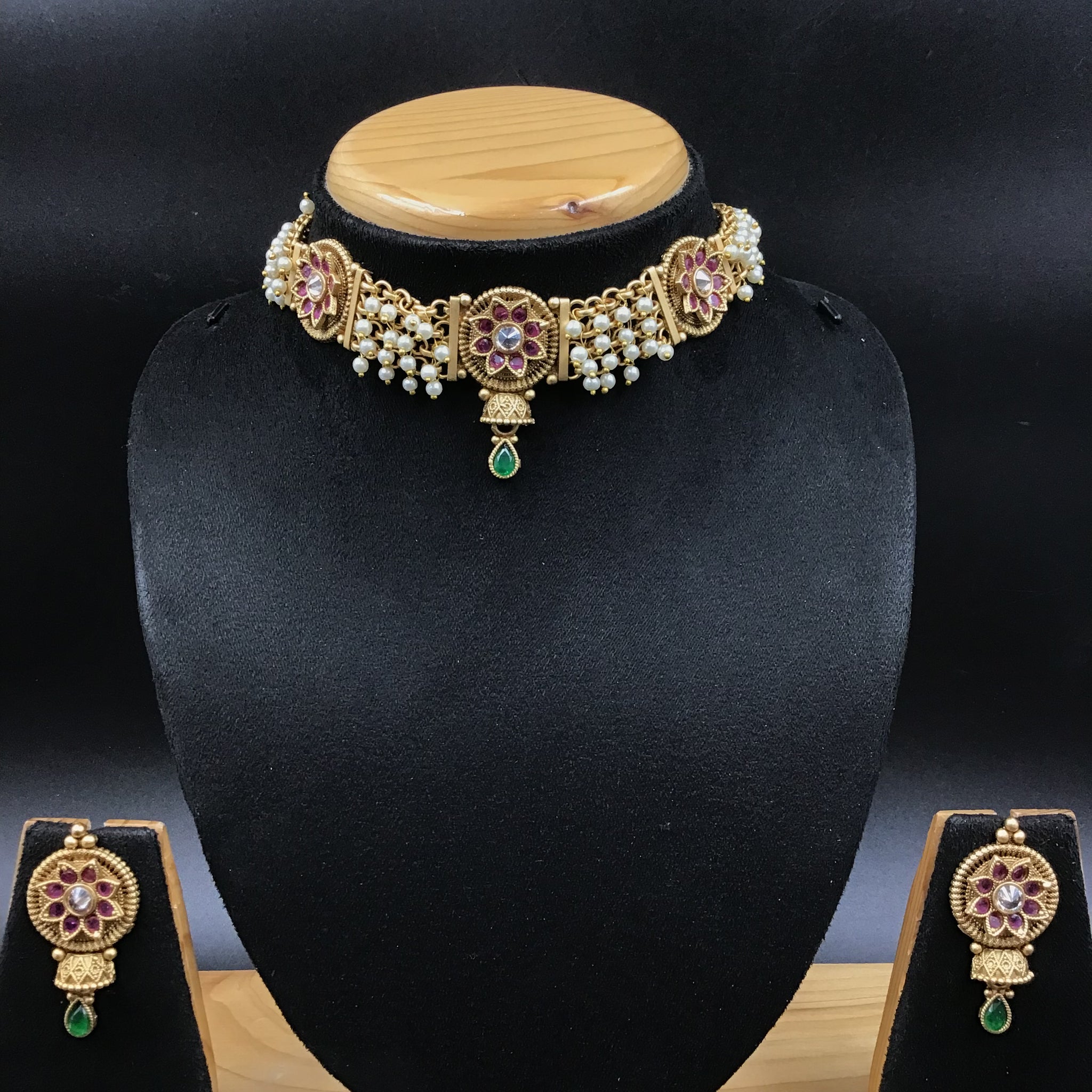 Choker Polki Necklace Set 4882-21 - Dazzles Jewellery