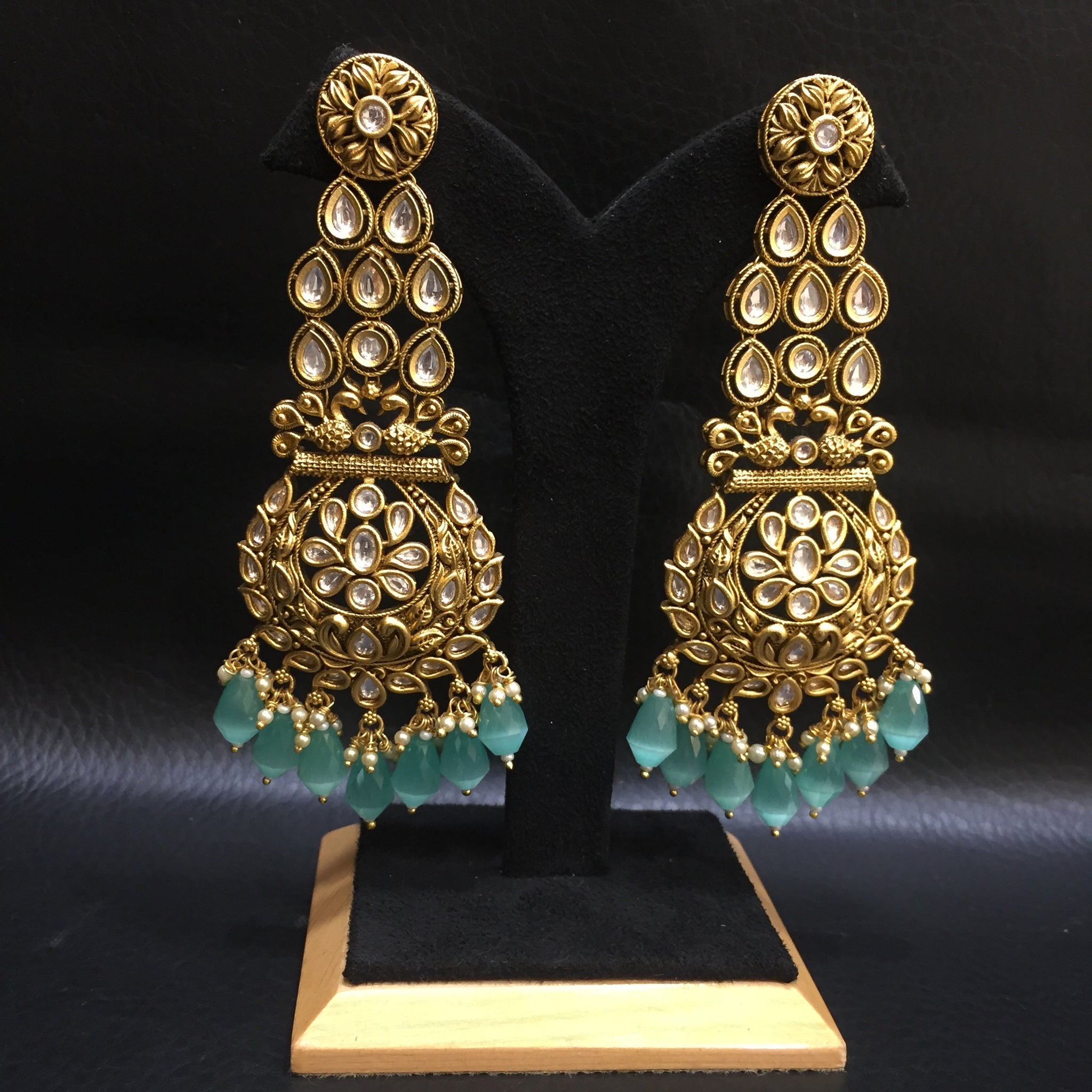 Mint Green Kundan Earring 15592-2739 - Dazzles Jewellery