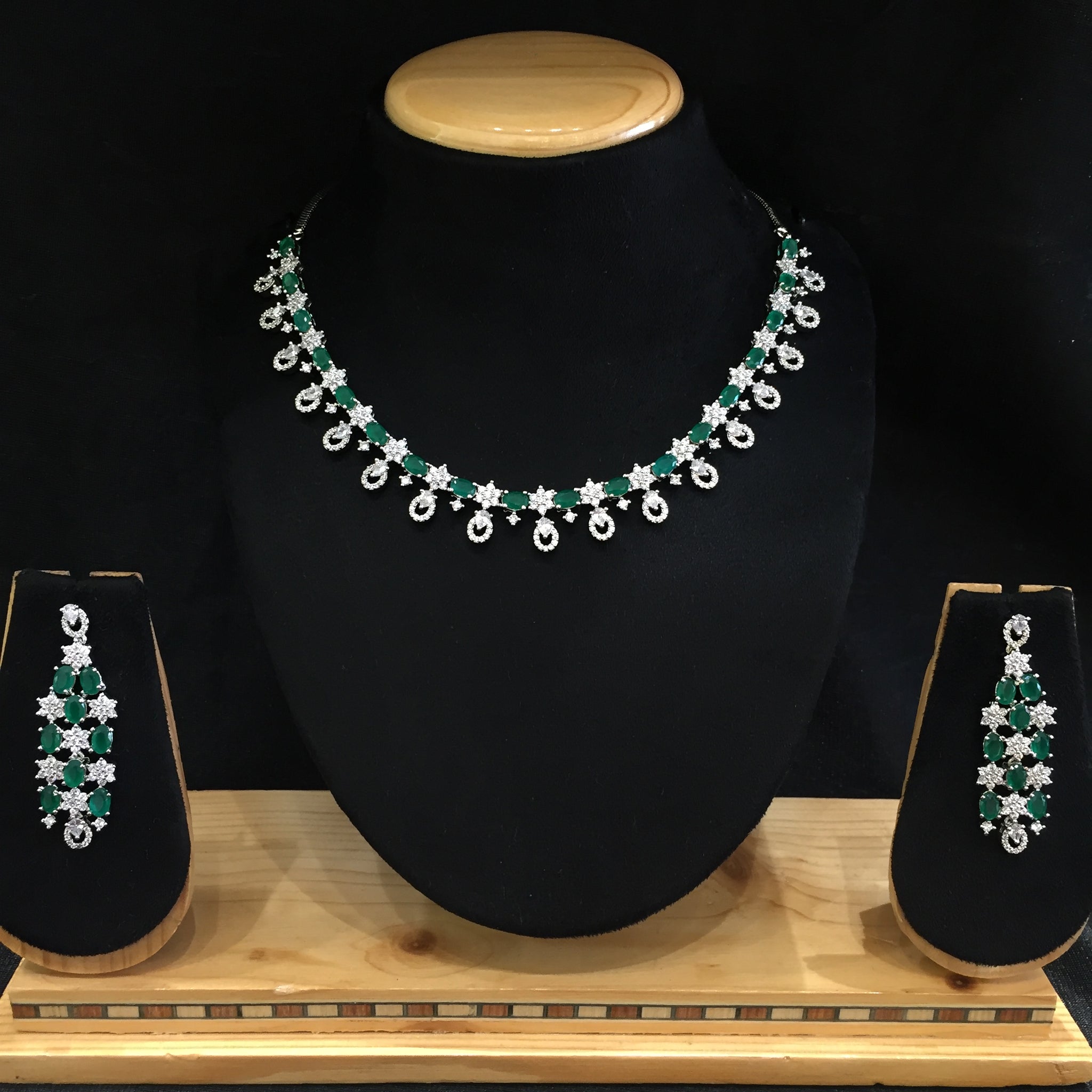 Round Neck Zircon/AD Necklace Set 5928-69 - Dazzles Jewellery