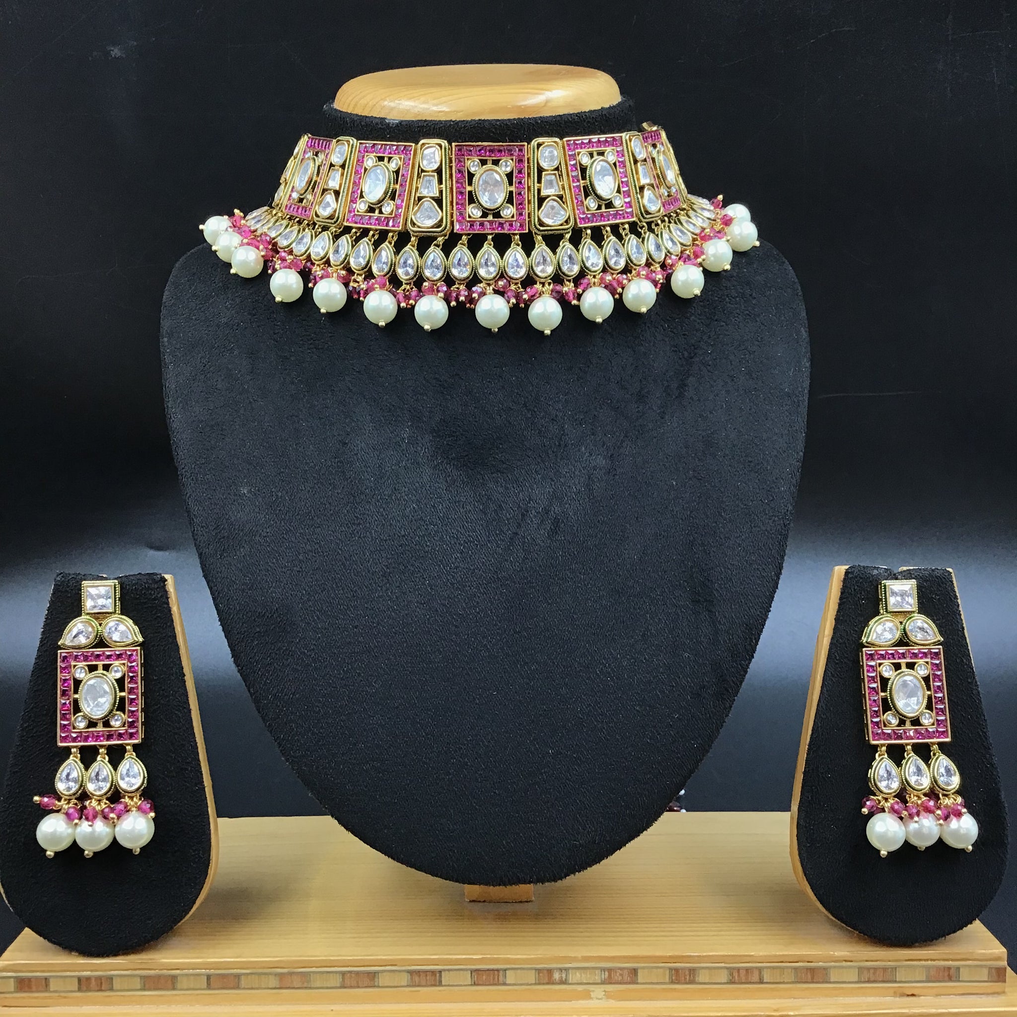 Choker Polki Necklace Set 5759-21 - Dazzles Jewellery