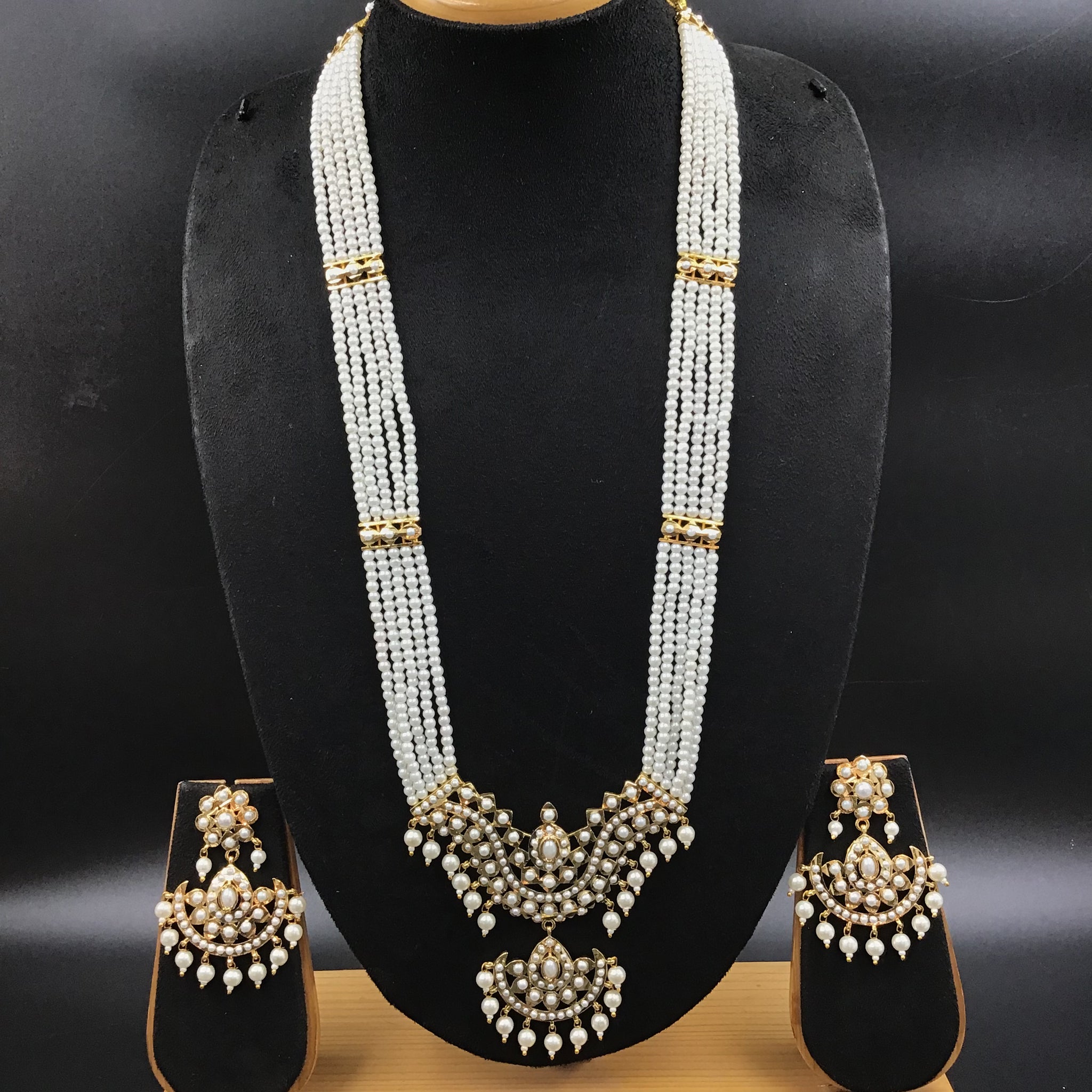 Long Neck Jadau Necklace Set 5992-65 - Dazzles Jewellery