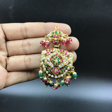 Ruby Green Jadau Necklace Set - Dazzles Jewellery