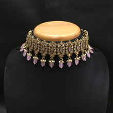 Pink Antique Necklace Set 12835-9403 - Dazzles Jewellery