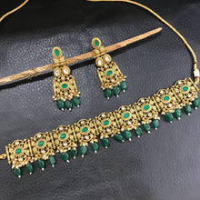 Green Gold Look choker set 16597-3744 - Dazzles Jewellery