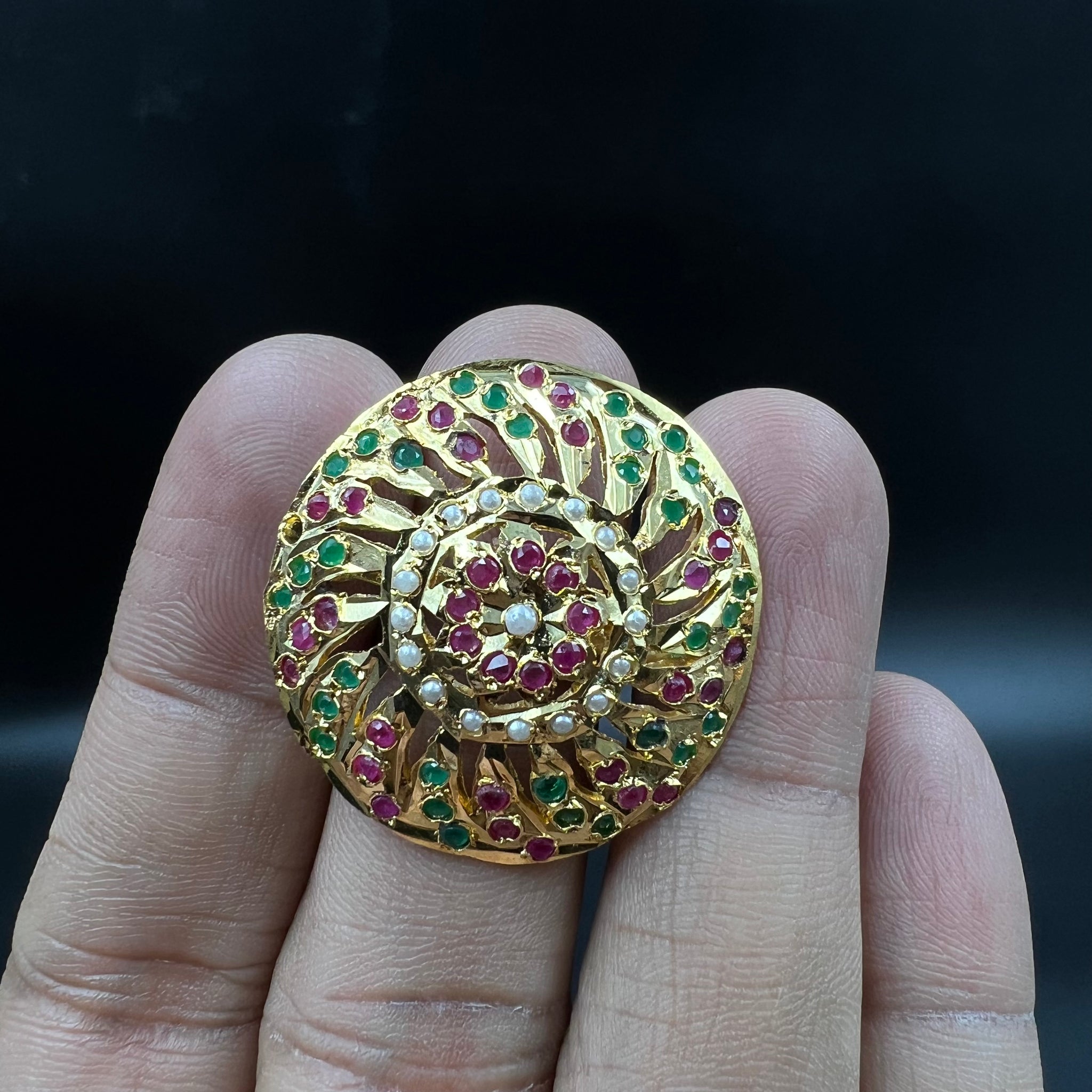 Adjustable Jadau Ring 5796-73 - Dazzles Jewellery
