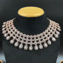 Rose Gold Polish Zircon/AD Necklace Set 6768-69 - Dazzles Jewellery