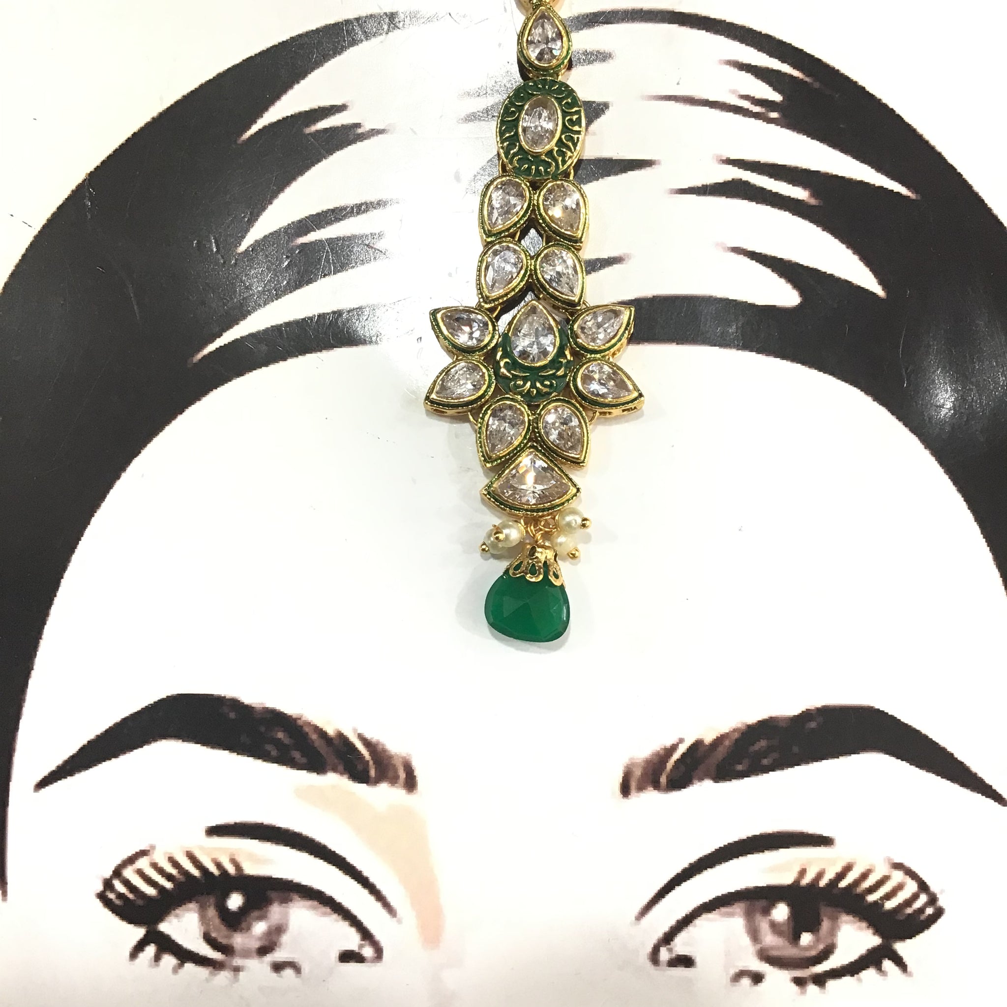 Kundan Polki Maang Tikka 4967-21 - Dazzles Jewellery