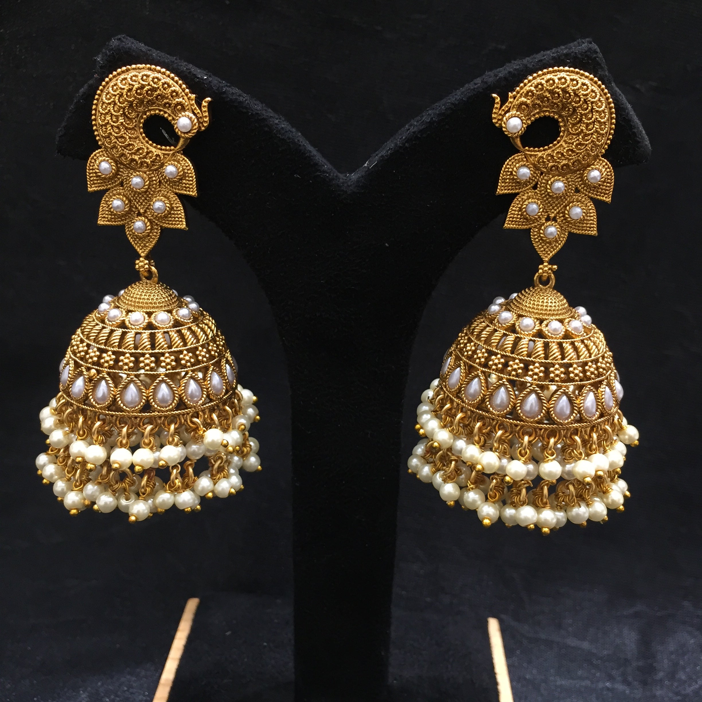 High Gold Polish Antique Jewelry Fancy Design Beautiful Antique Jhumka  Earrings , EARRINGS, EARRINGS