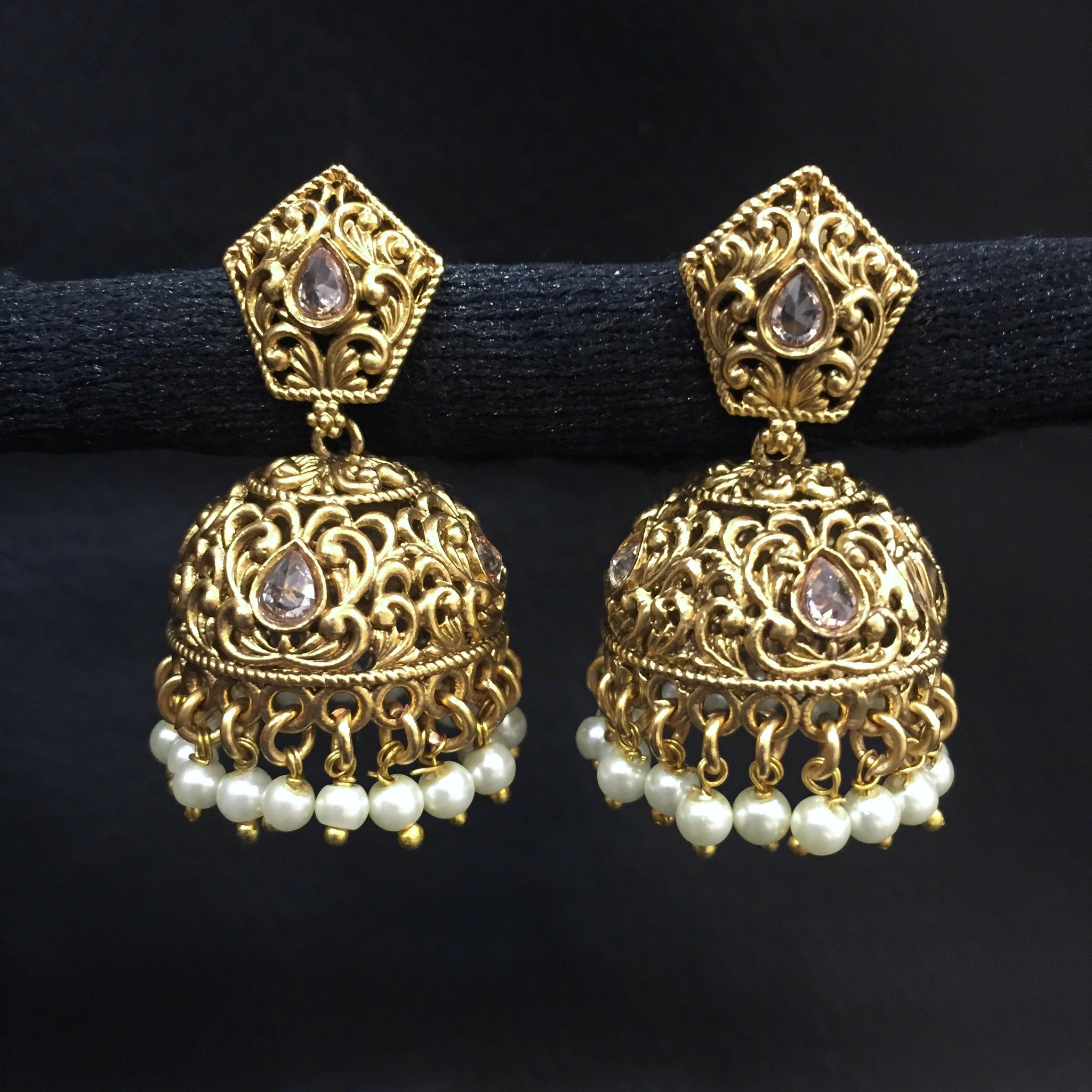 Jhumki Antique Earring 3884-28 - Dazzles Jewellery