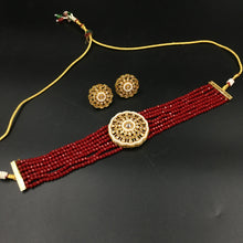 Choker Gold Look Necklace Set 4665-33 - Dazzles Jewellery