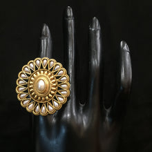 Antique Gold Finish Ring 4016-28 - Dazzles Jewellery