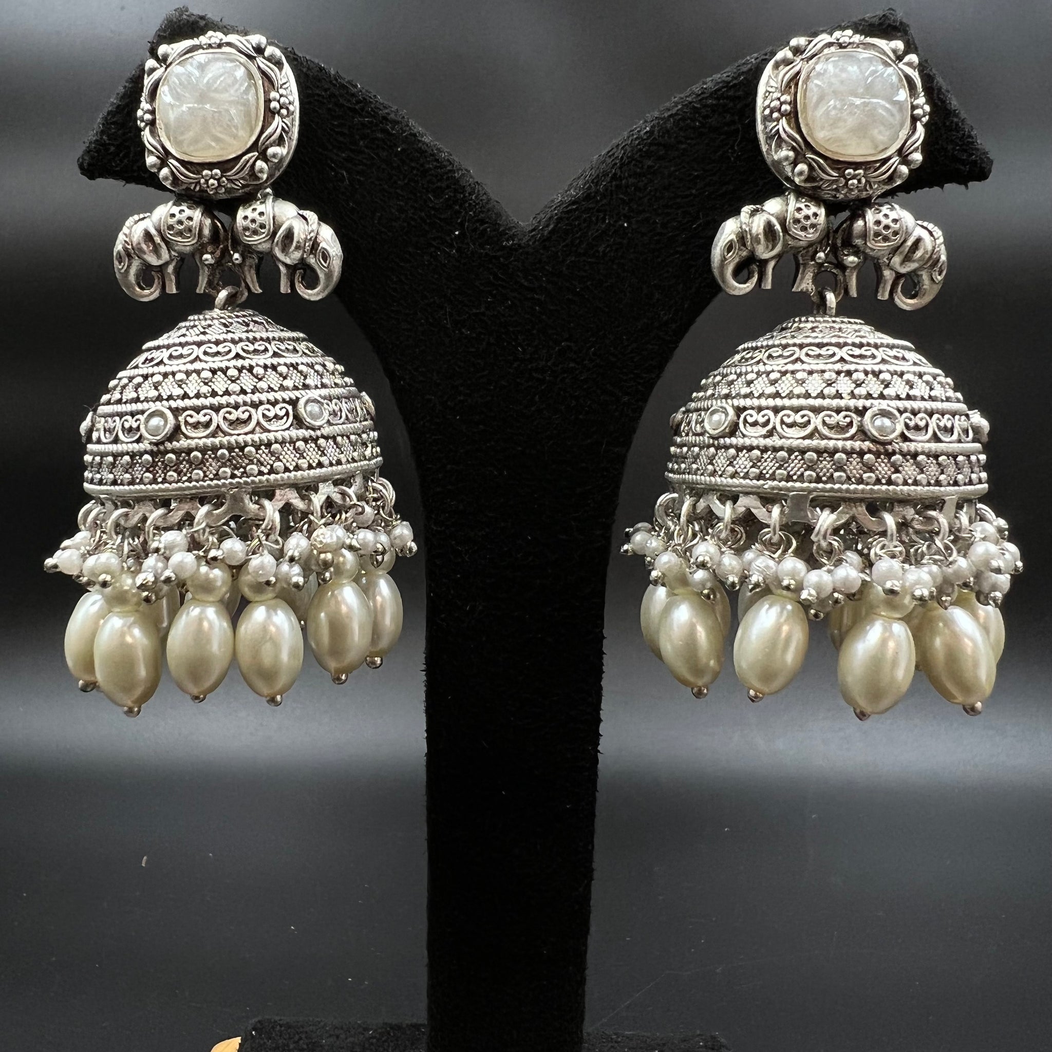 Jhumki Oxidized Earring 4491-82 - Dazzles Jewellery