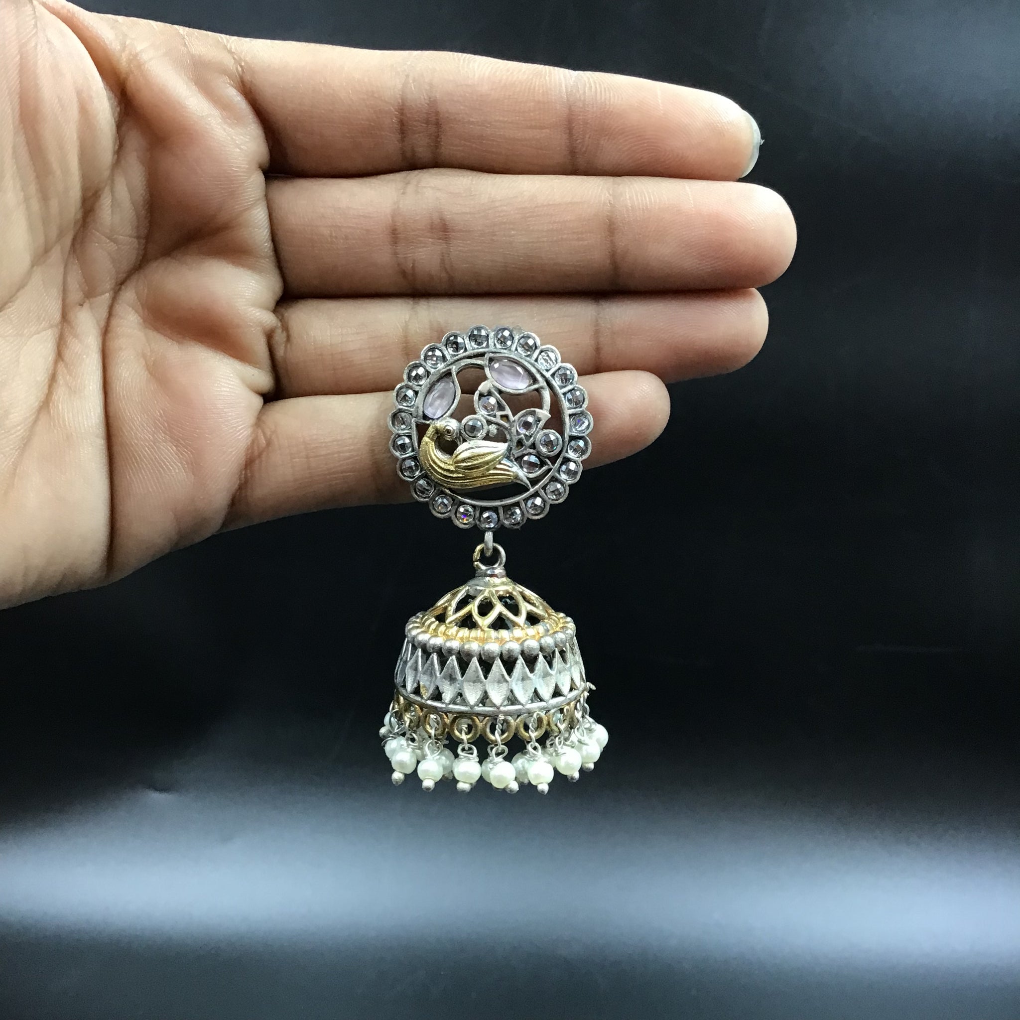 Jhumki Oxidized Earring 4690-59 - Dazzles Jewellery