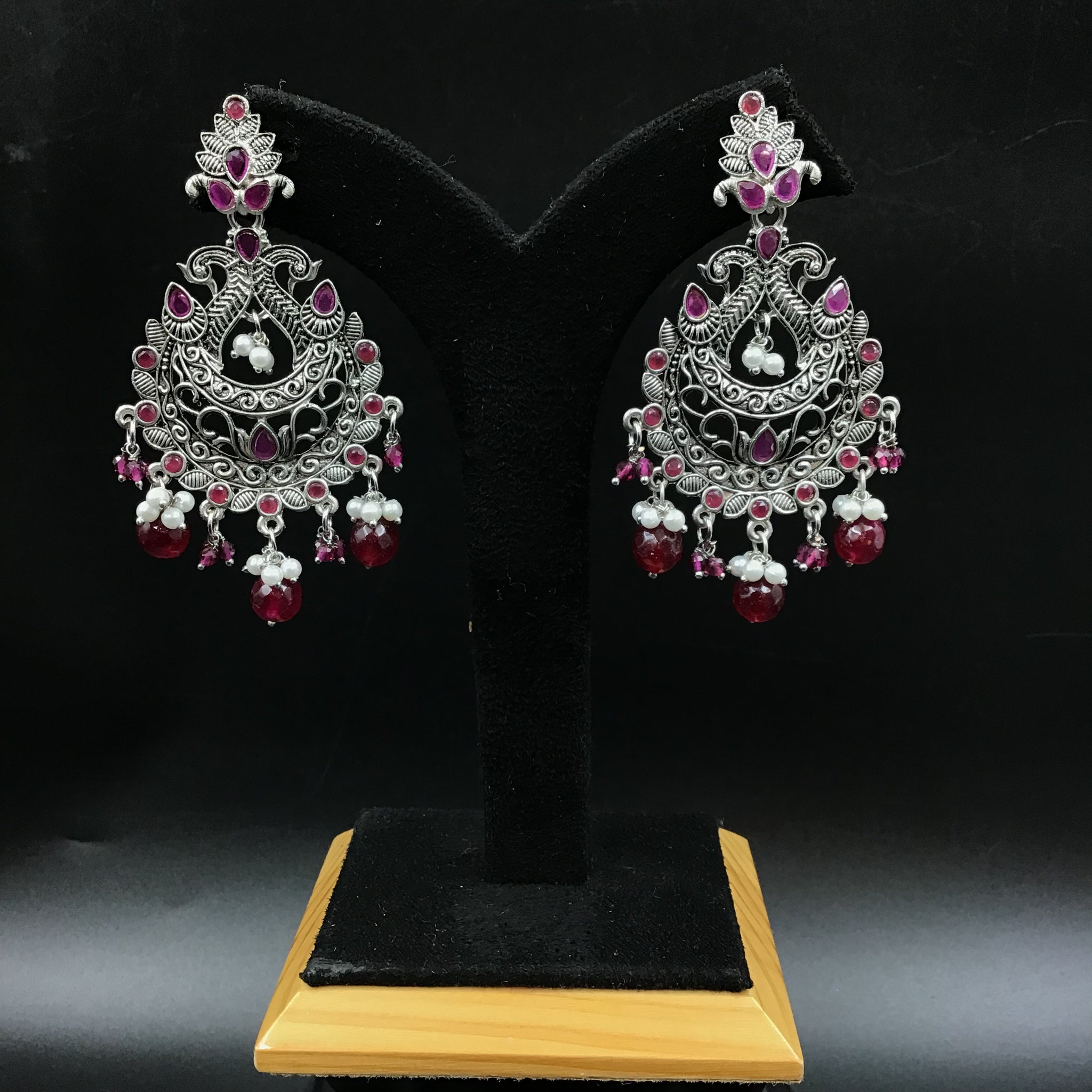 Ruby Oxidized Earring - Dazzles Jewellery